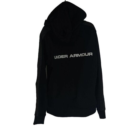 Under Armour Boys Loose Sweatshirt Hoodie YSM American Flag Stars Gray Arm - Picture 3 of 16